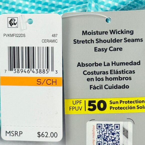 PGA Tour Mens UPF 50 Moisture Wicking Stretch Ceramic Blue Polo Shirt Size S NWT - Picture 5 of 9